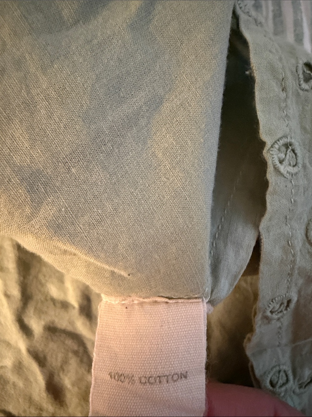 Smocked Eyelet Tank Top in Sage Green - Picture 6 of 6